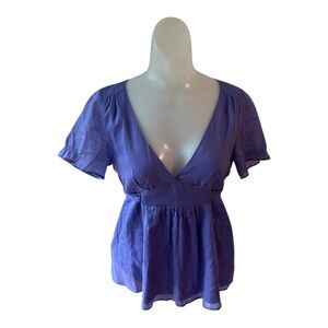 J. Crew Y2K Purple Baby Doll V-Neck Blouse size 4